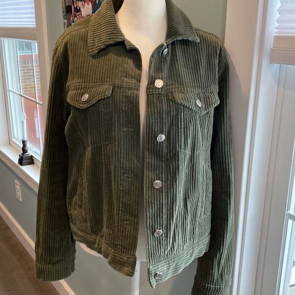 Sans Souci Olive Green Corduroy Jacket Size Large - Picture 1 of 9
